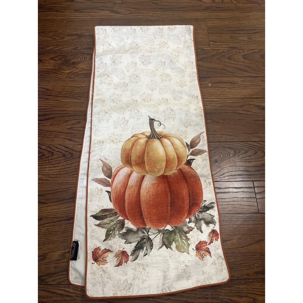 Rachel Zoe Table Runner 70" X 14" Pumpkin Fall Harvest Leaves